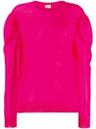 L'autre Chose Gathered Sleeve Knitted Top - Pink