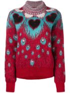 Just Cavalli Heart Intarsia Turtleneck Sweater - Red