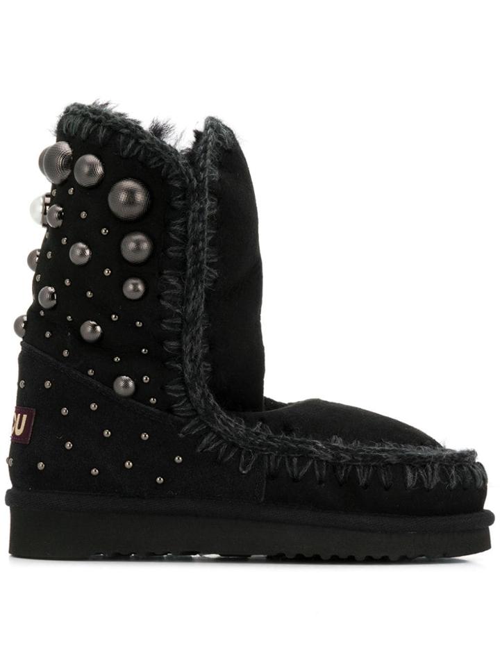 Mou Mou Mueski24backst Black Leather/fur/exotic Skins->leather