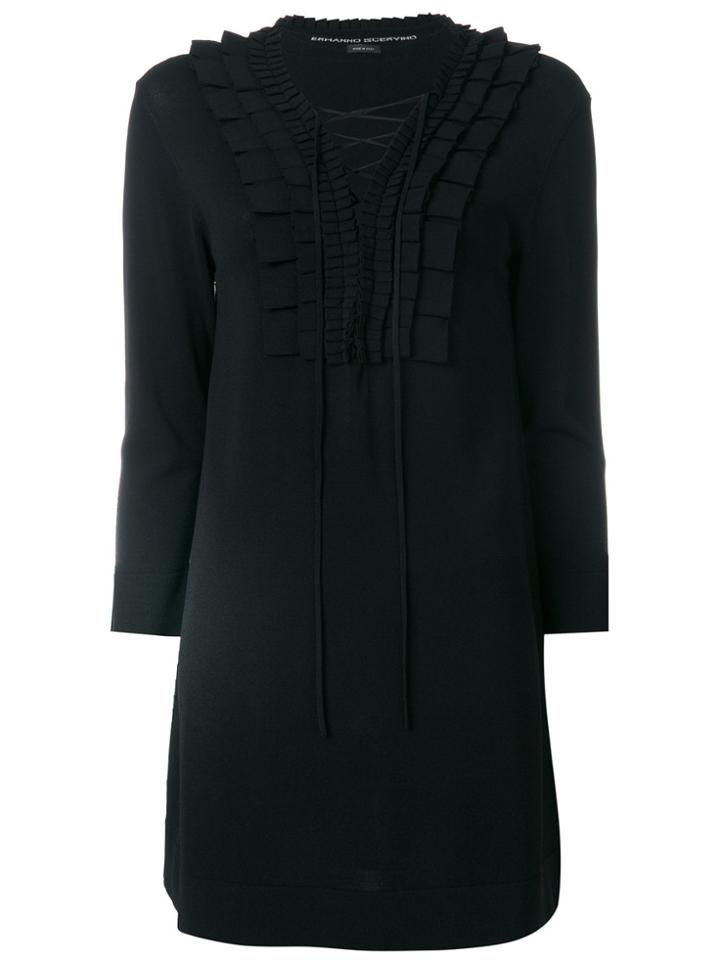 Ermanno Scervino Frill Embroidered Top - Black