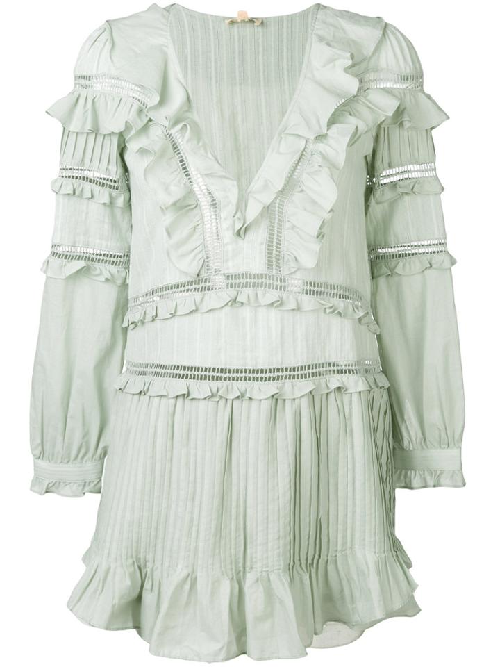 For Love And Lemons Ziggy Pintuck Dress - Green