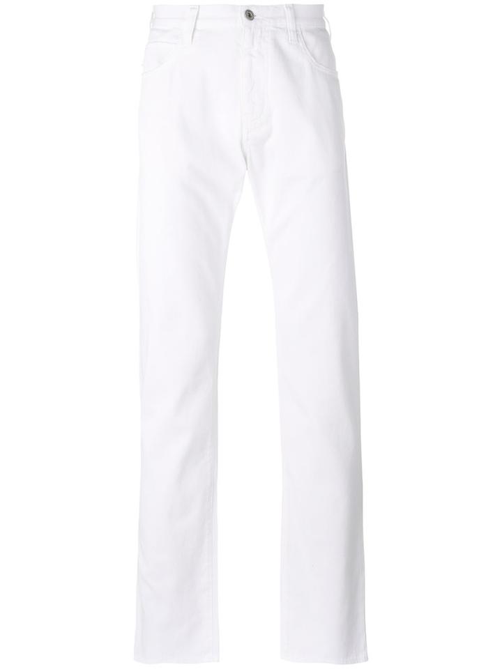 Armani Jeans - Straight Trousers - Men - Cotton/spandex/elastane - 32, White, Cotton/spandex/elastane
