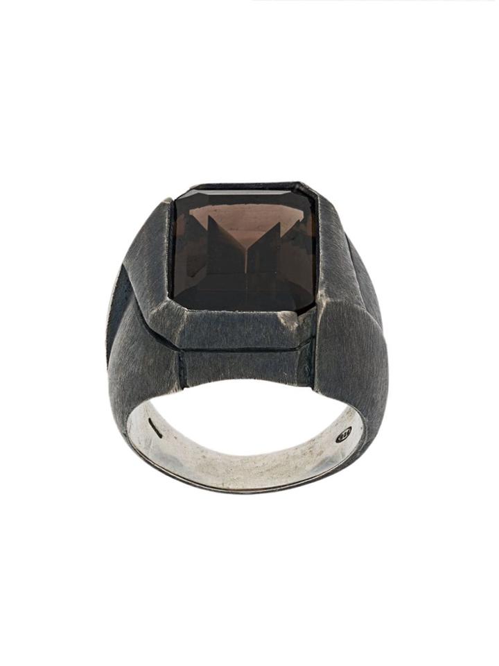 Nove25 Antiqued Rectangular Ring - Grey