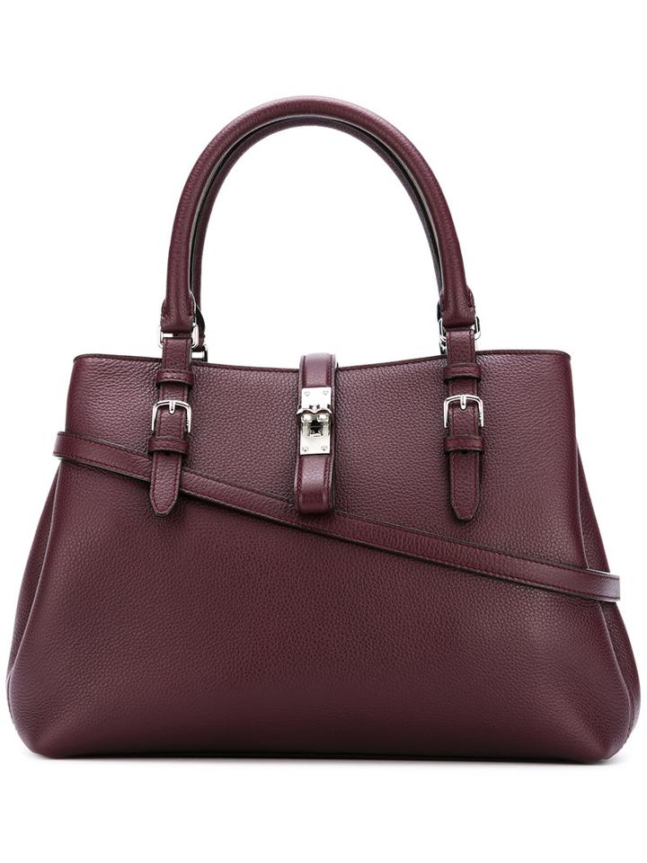 Bally Buckled Tote Bag, Women's, Brown, Leather