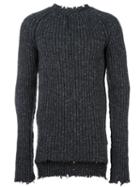 Damir Doma Ribbed Crew Neck Jumper, Men's, Size: Medium, Grey, Nylon/cashmere/wool