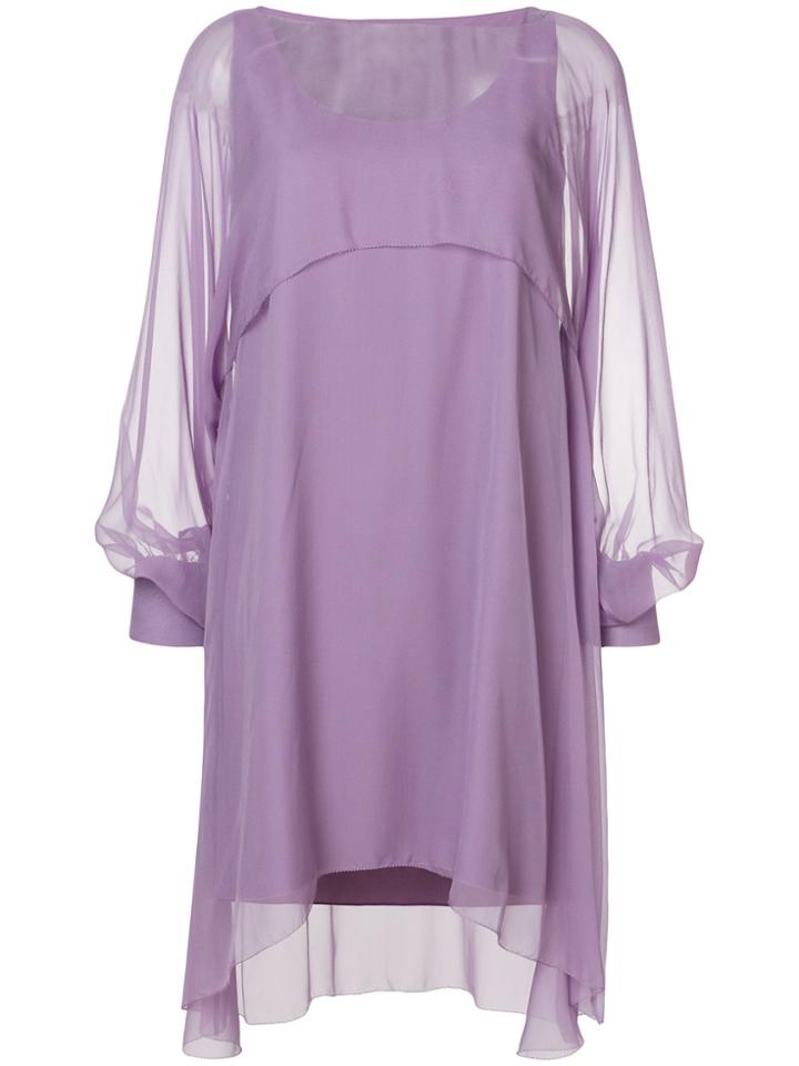Alberta Ferretti Asymmetric Hem Layered Dress - Pink & Purple