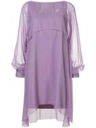 Alberta Ferretti Asymmetric Hem Layered Dress - Pink & Purple