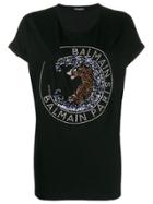 Balmain Tiger Embroidery Oversized T-shirt - Black