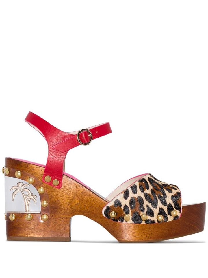 Sophia Webster Paradise Leopard Print Wedge Sandals - Animal Pink