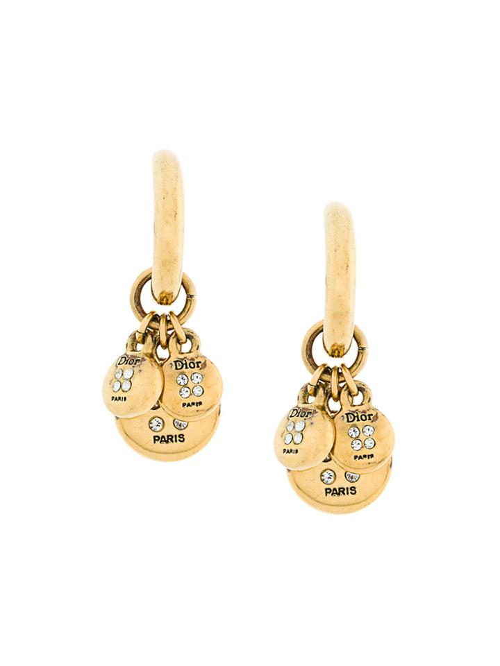 Christian Dior Vintage Clip-on Printed Earrings - Metallic