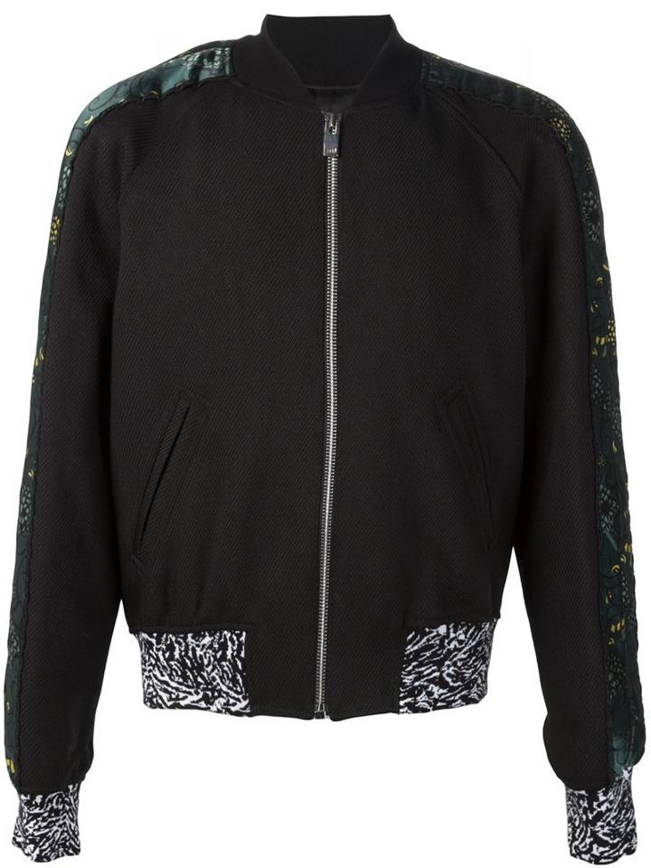 Maison Margiela Floral Panel Bomber Jacket, Men's, Size: 50, Black, Polyamide/wool