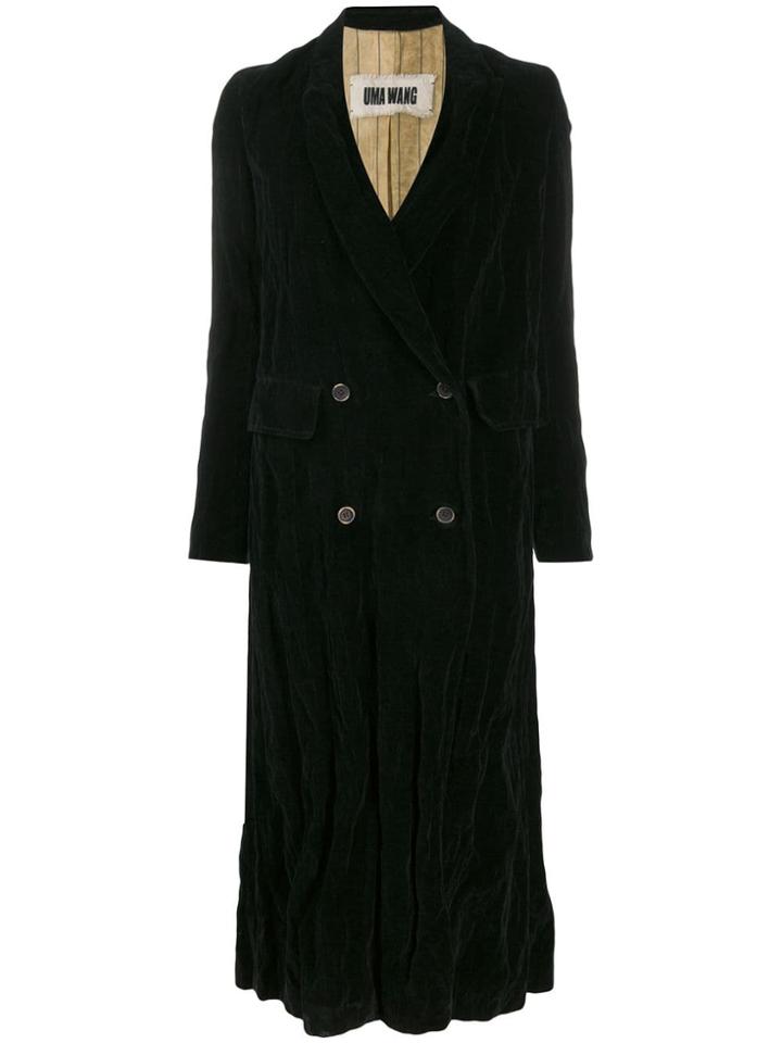 Uma Wang Long Double-breasted Coat - Black
