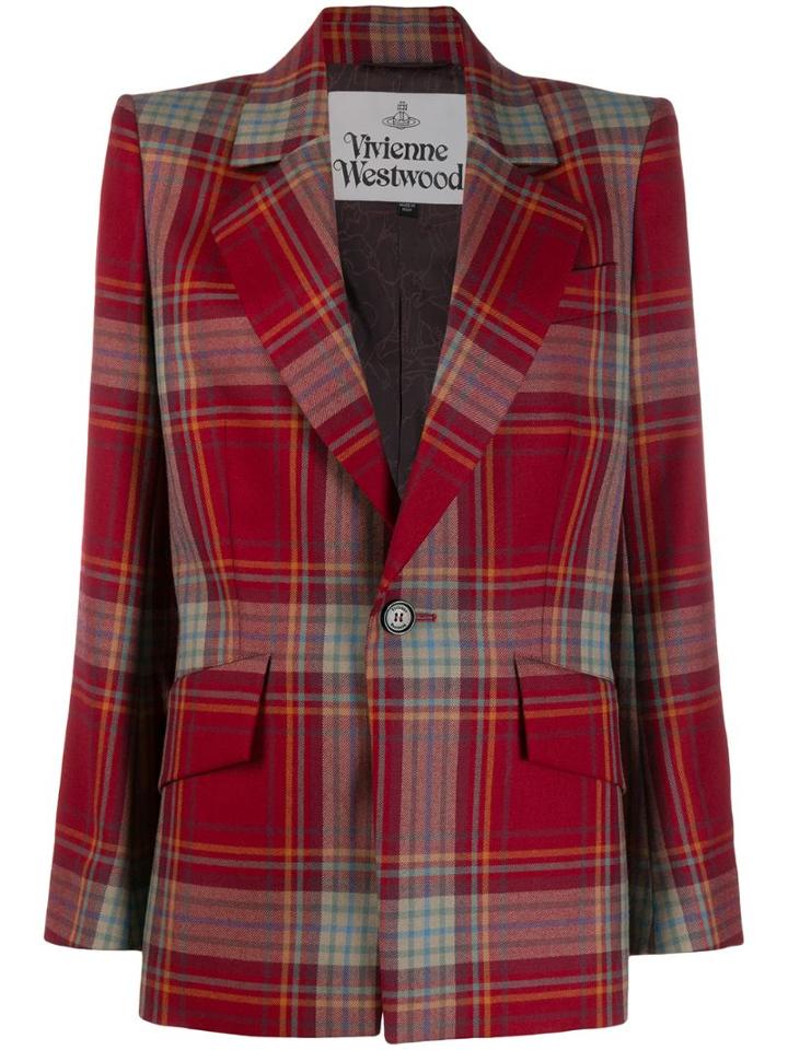 Vivienne Westwood Checked Single Breasted Blazer - Red