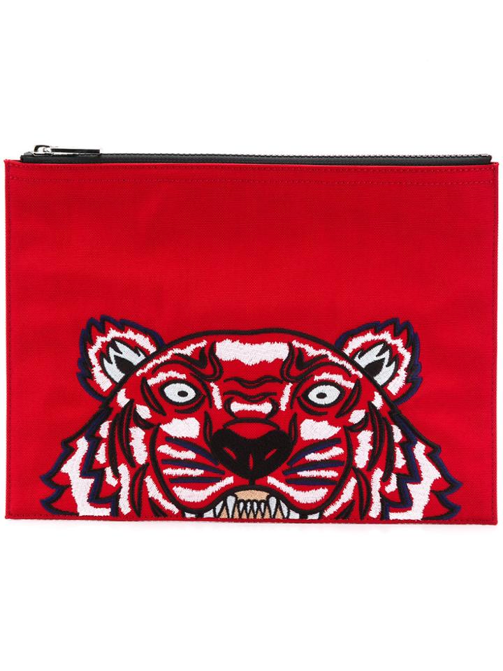 Kenzo Tiger Motif Clutch Bag - Red