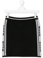 Msgm Kids Teen Logo Stripe Side Mini Skirt - Black