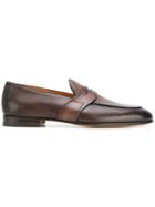 Santoni Distressed Penny Loafers - Brown