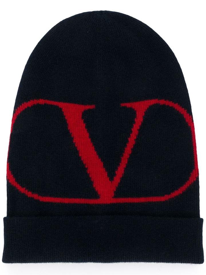 Valentino Valentino Garavani V Logo Beanie - Blue