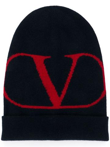 Valentino Valentino Garavani V Logo Beanie - Blue