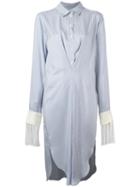 Loewe Fringed Striped Shirt Dress, Women's, Size: 40, Blue, Silk/wool