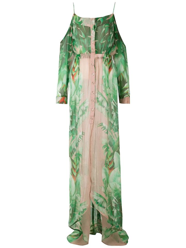 Amir Slama Printed Maxi Silk Dress - Green