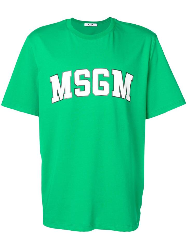 Msgm University Style Logo T-shirt - Green