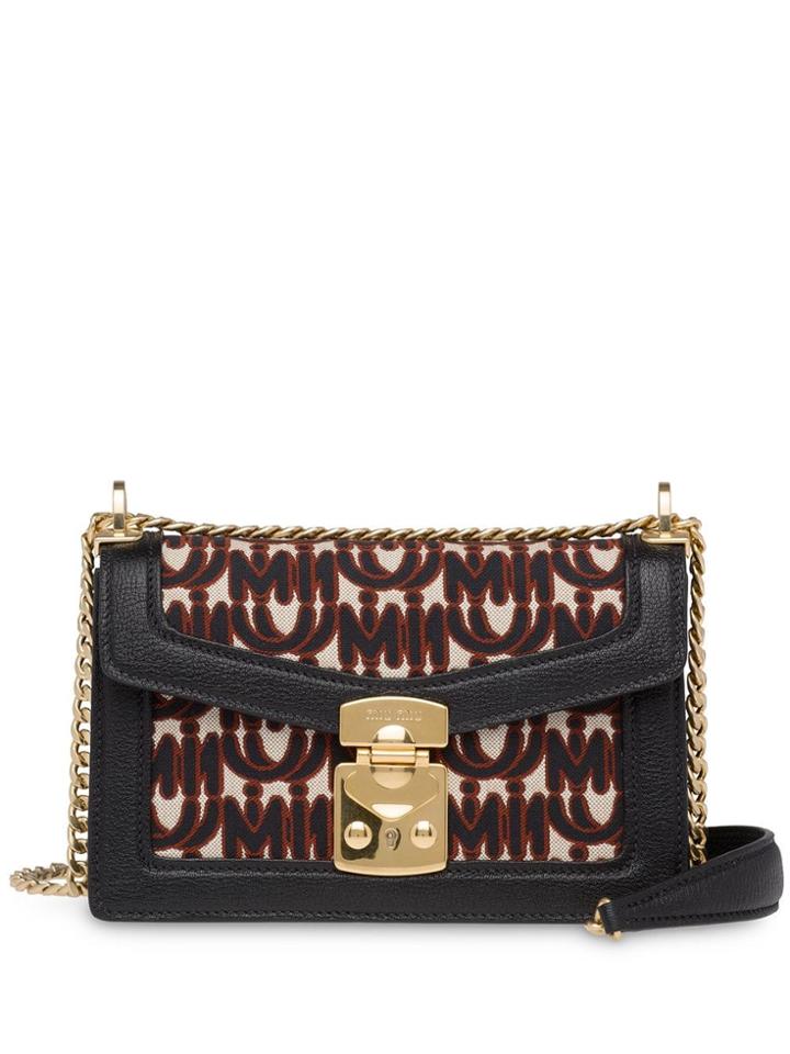 Miu Miu Miu Confidential Jacquard Bag - Black