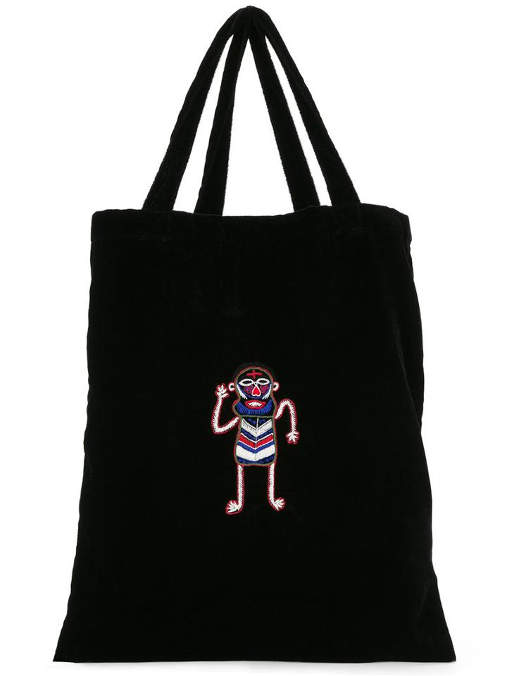 Jupe By Jackie - Embroidered Shopper Tote - Women - Silk Velvet - One Size, Black, Silk Velvet