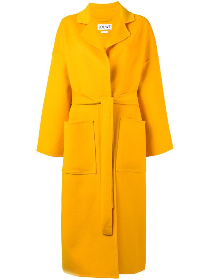 Loewe Oversized Belted Coat - Yellow & Orange