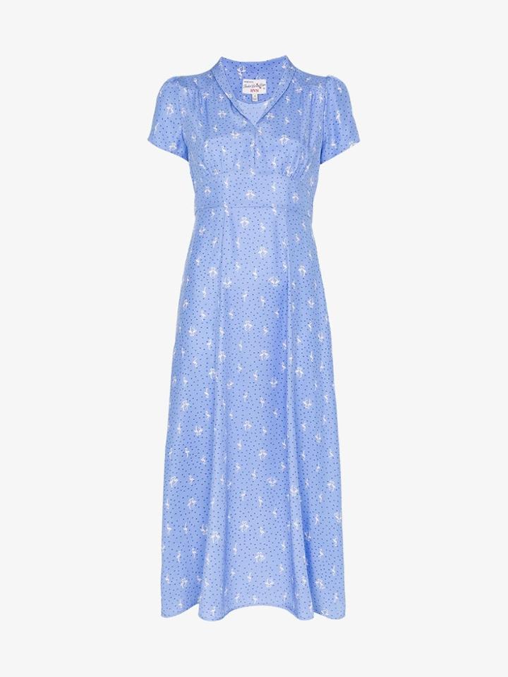 Hvn Morgan Micro Flamingo Print Dress - Blue