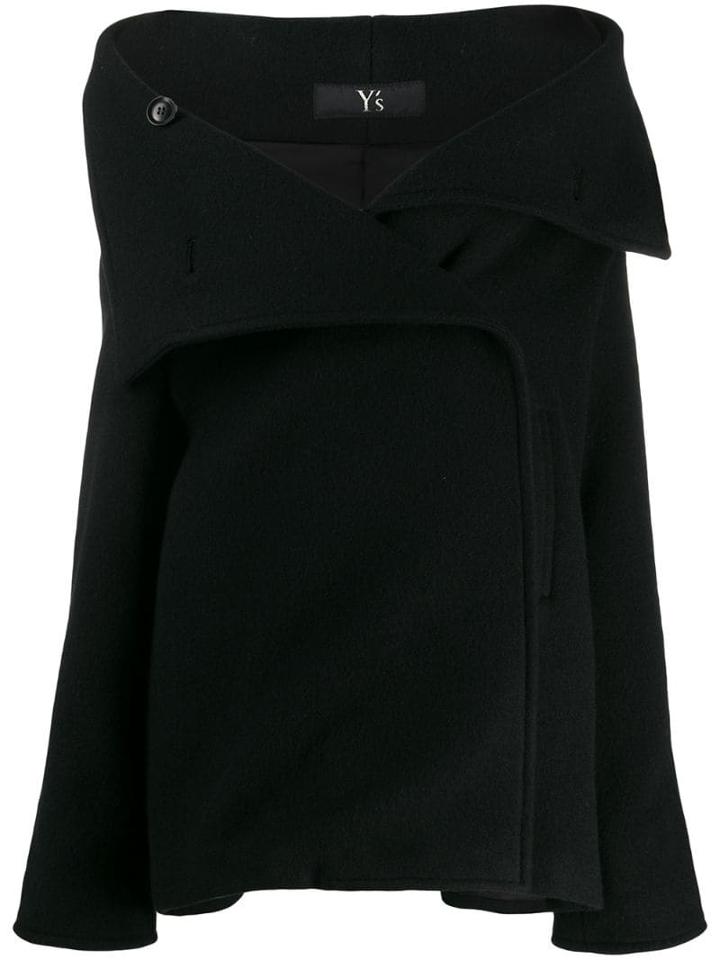 Y's Oversized Open Collar Coat - Black
