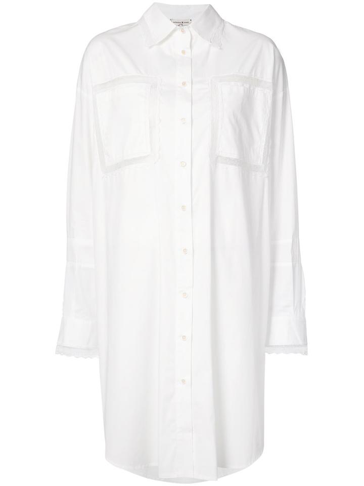 Natasha Zinko - Lace Panel Shirt Dress - Women - Cotton - 36, White, Cotton