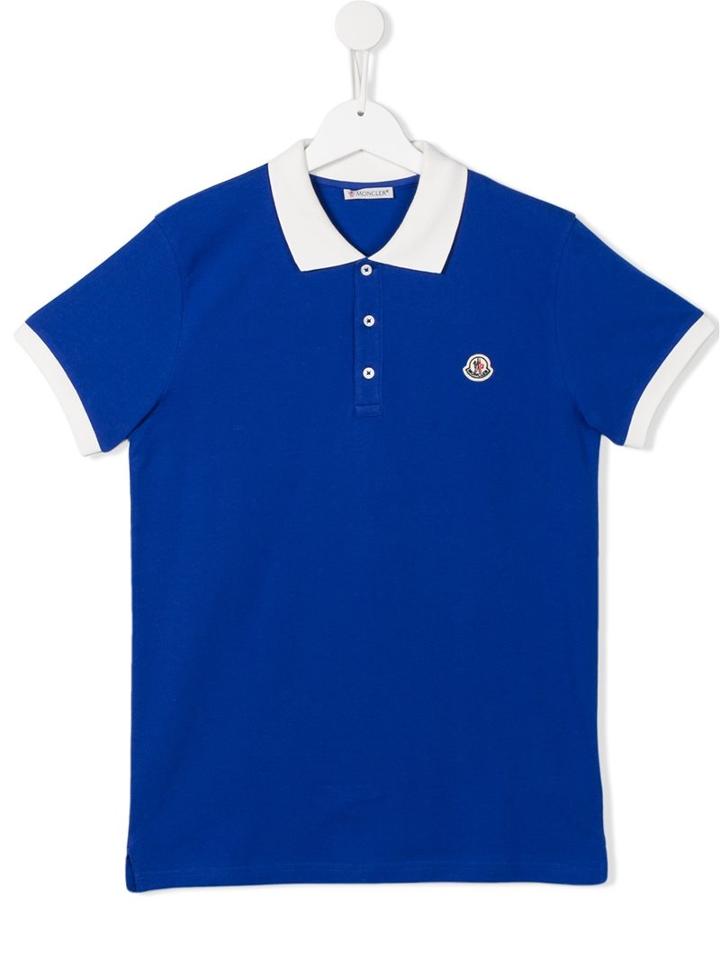 Moncler Kids Contrast Collar Polo Shirt, Boy's, Size: 14 Yrs, Pink/purple