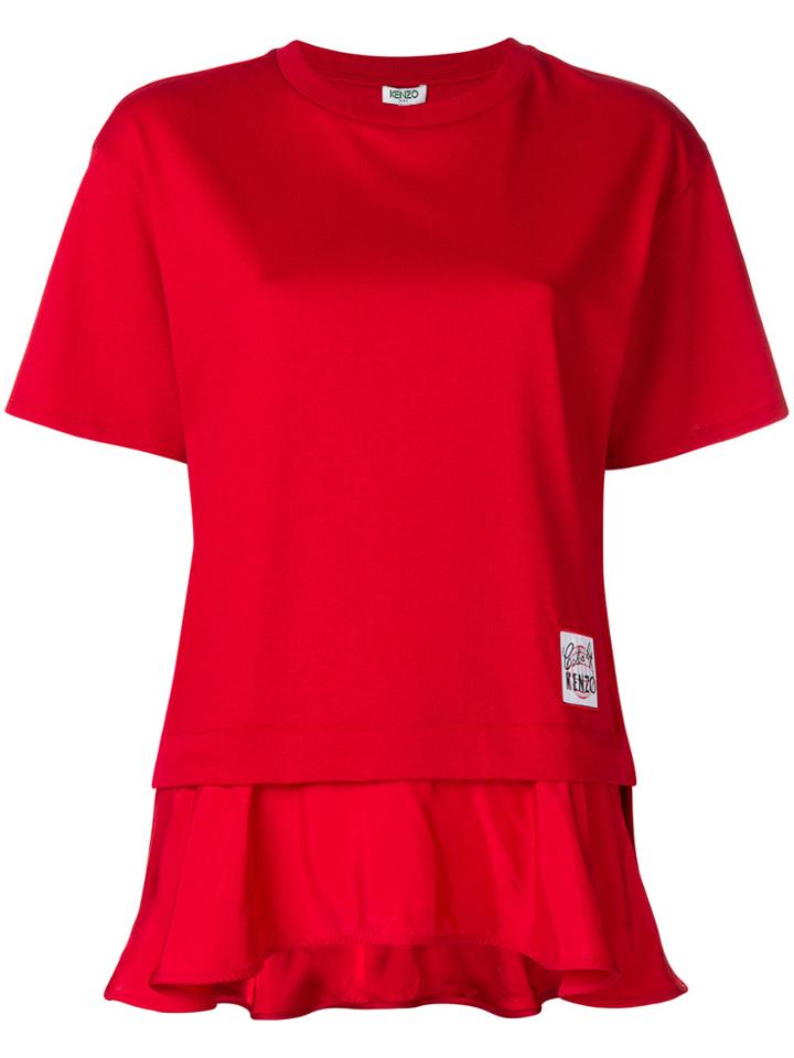 Kenzo Ruffled Hem T-shirt - Red
