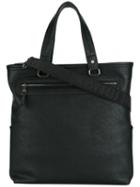 Salvatore Ferragamo Textured Tote Bag, Men's, Black, Calf Leather