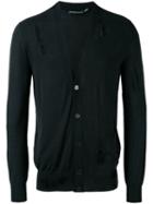 Alexander Mcqueen - Distressed V-neck Cardigan - Men - Wool/silk - L, Black, Wool/silk