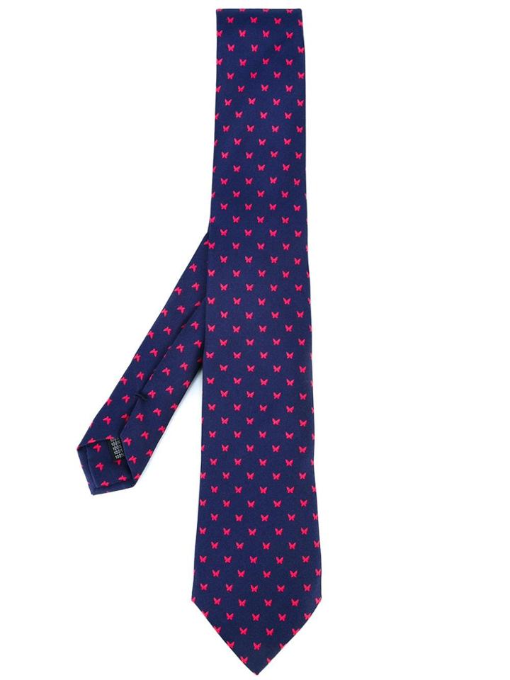 Fefè Butterflies Pattern Tie - Blue