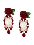 Dolce & Gabbana Rose And Crystal Drop Earrings - Red