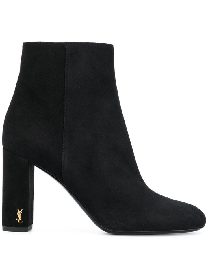 Saint Laurent Gold Logo Boots - Black