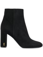 Saint Laurent Gold Logo Boots - Black