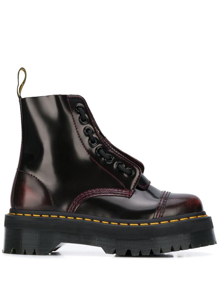 Dr. Martens Leather Platform Boots - Red
