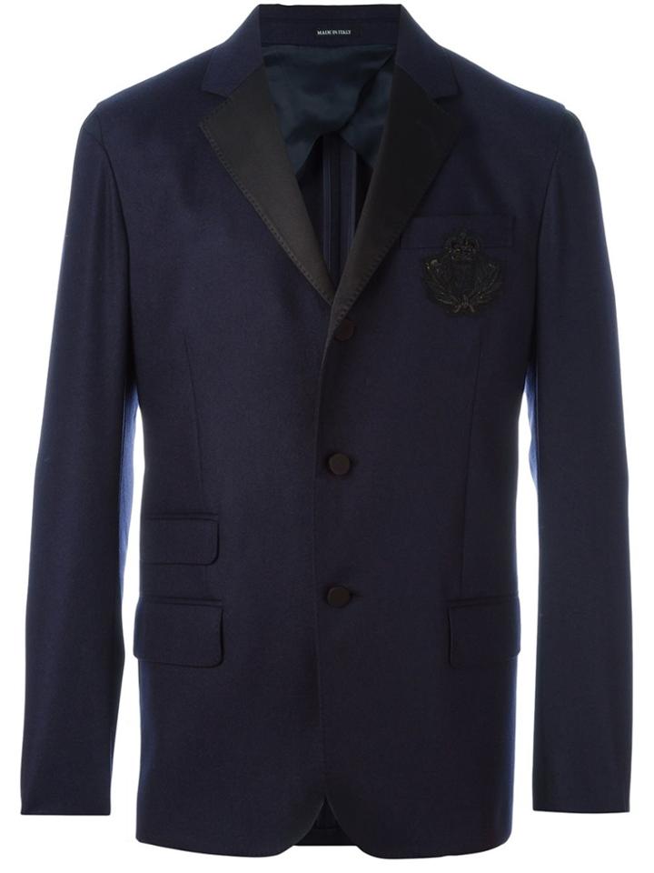 Alexander Mcqueen Skull & Crown Patch Blazer - Blue