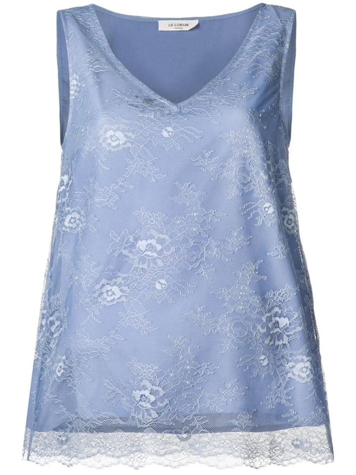 Twin-set Floral Lace Vest - Blue