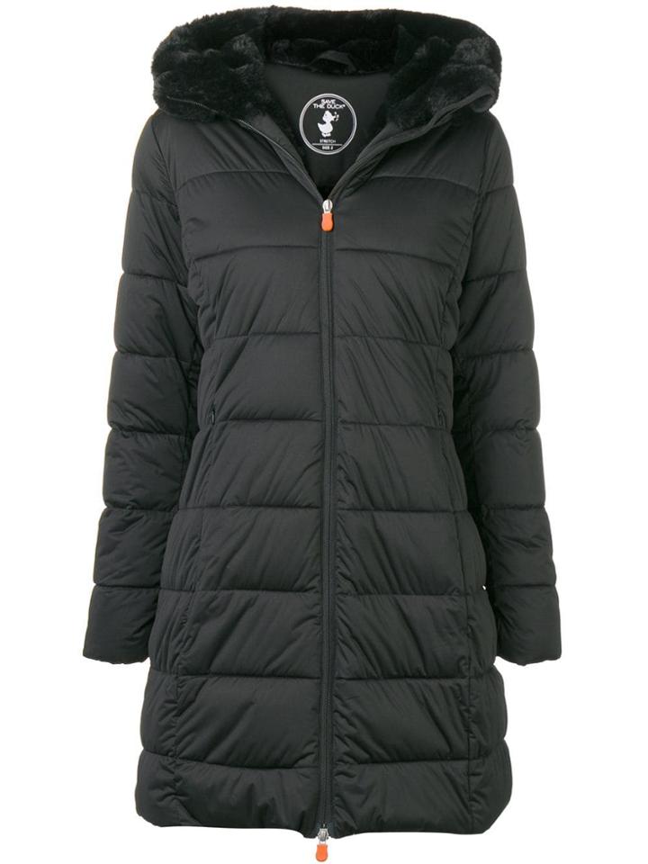 Save The Duck Faux-fur Trim Puffer Jacket - Black