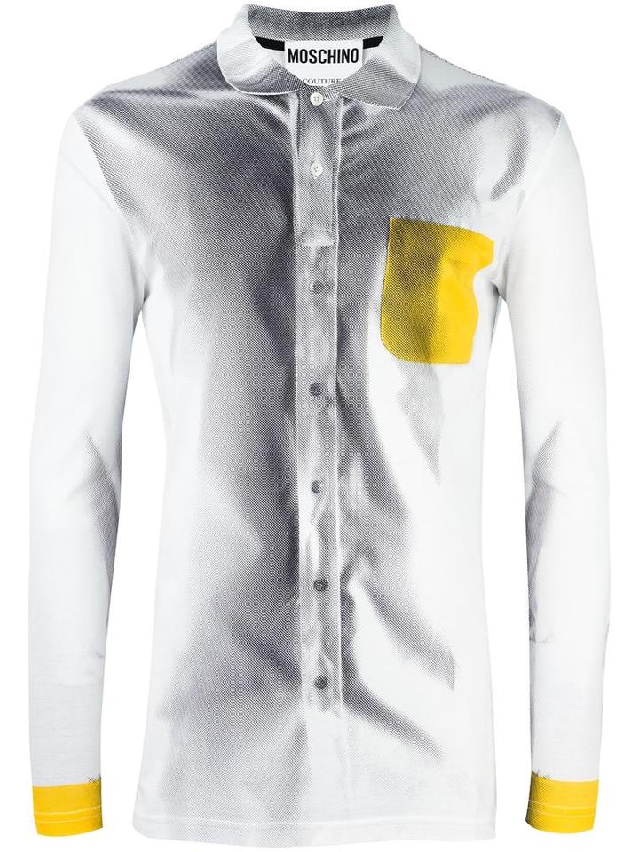 Moschino Trompe-l'oeil Polo Shirt, Men's, Size: 50, White, Cotton