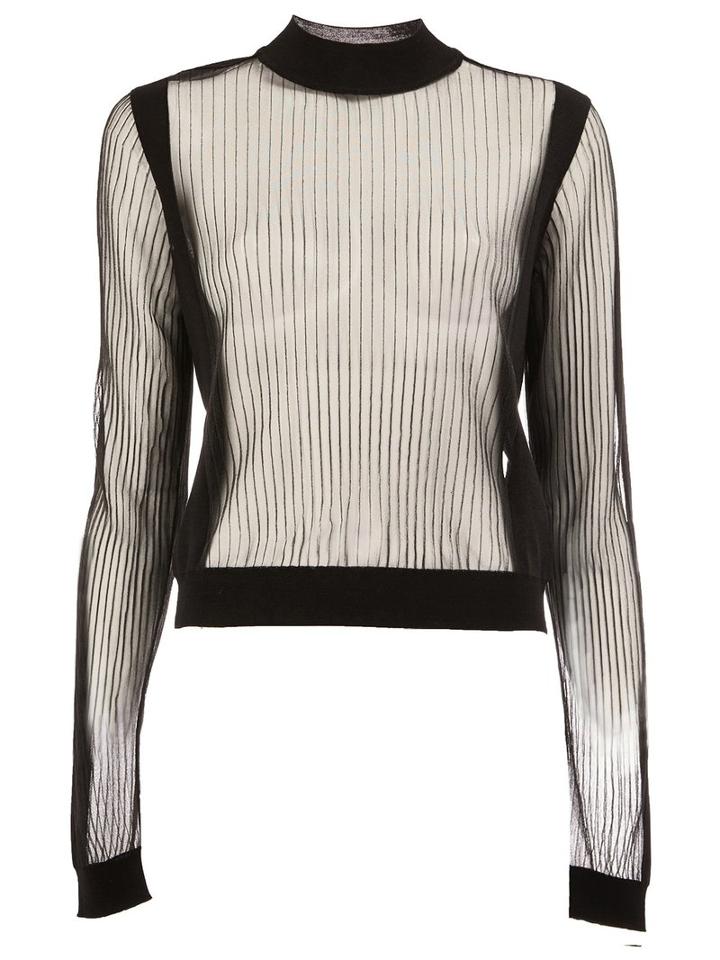 Maison Margiela Sheer Ribbed Jumper, Women's, Size: Large, Black, Wool/polyester