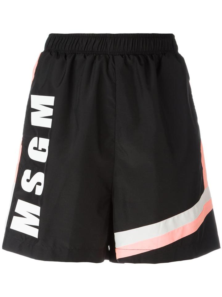 Msgm Logo Shorts, Women's, Size: 38, Black, Polyamide/polyester