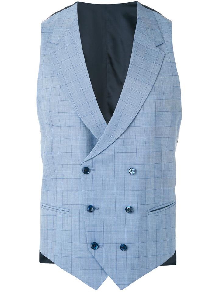 Caruso - Grid Waistcoat - Men - Silk/cotton/cupro/wool - 46, Grey, Silk/cotton/cupro/wool