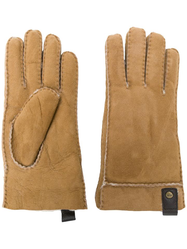 Ugg Australia Leather Trim Gloves - Brown