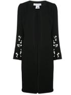 Oscar De La Renta Pearl Embellished Slit Cuff Coat - Black