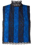 Diane Von Furstenberg Cropped Floral Lace Top, Women's, Size: 6, Black, Polyester/spandex/elastane